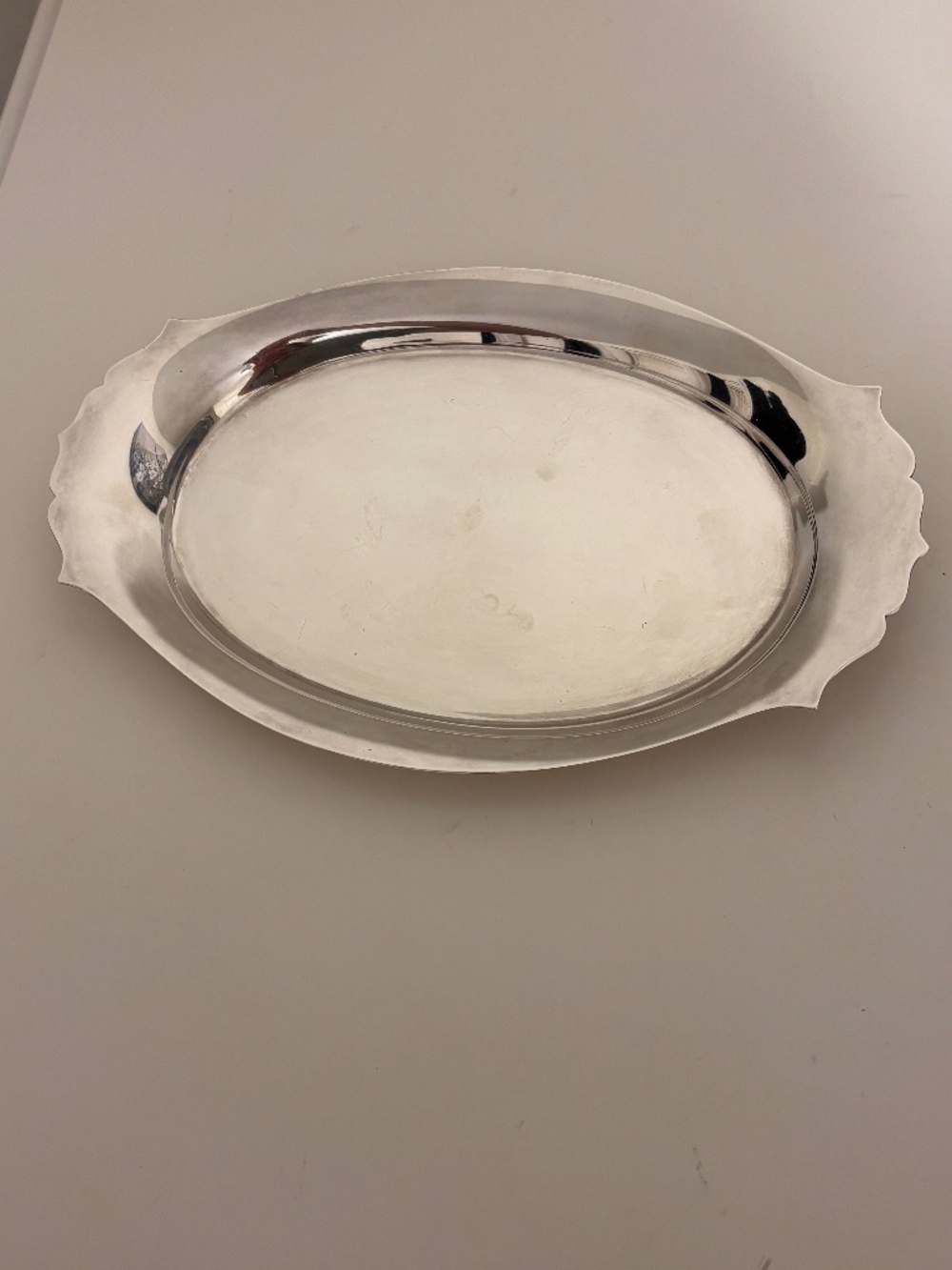 Vintage International Silver Co #129 scalloped Oval Silverplate Serving Tray 9x6